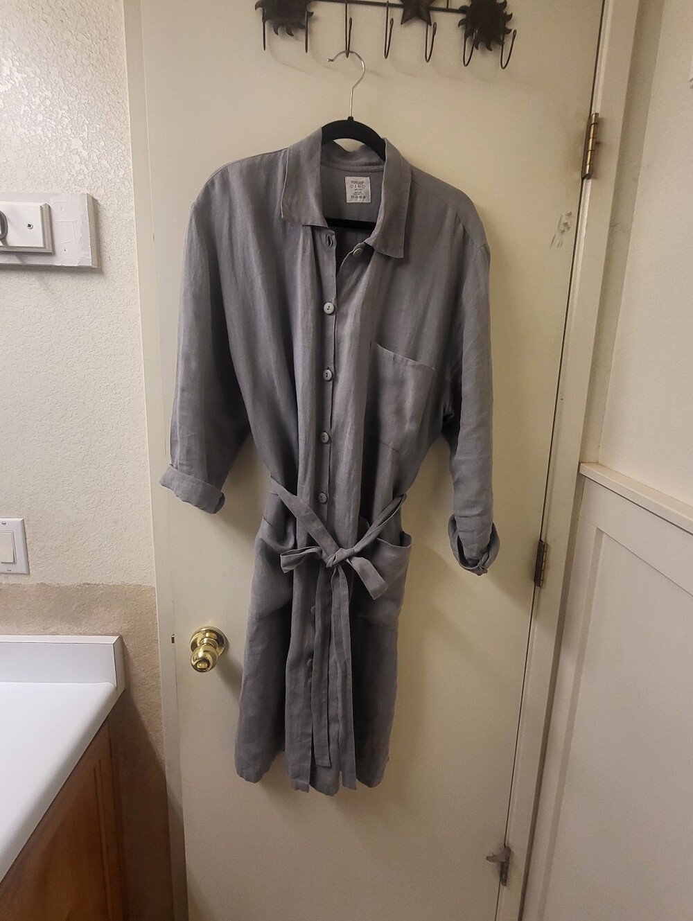 EUC, DressMELinen Linen Indiana Shirt Dress In Grey Taupe, XL